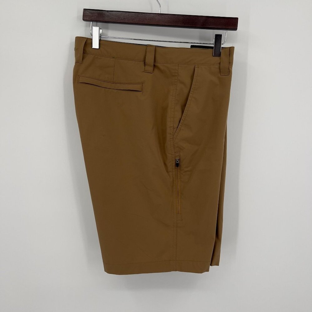 Orvis Men's Hiking Outdoor Casual Flat Front Shorts Size 36 Khaki Polyester